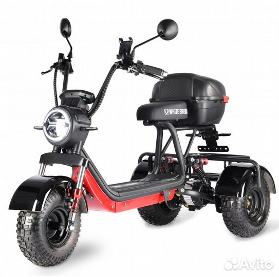 Электроскутер White Siberia trike mini 1500W black