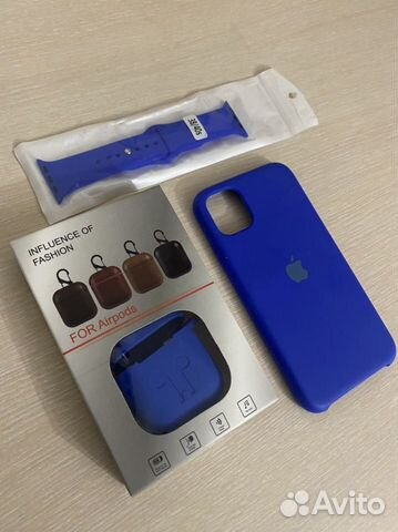 Набор чехол на айфон, ремешок на apple watch, чехо