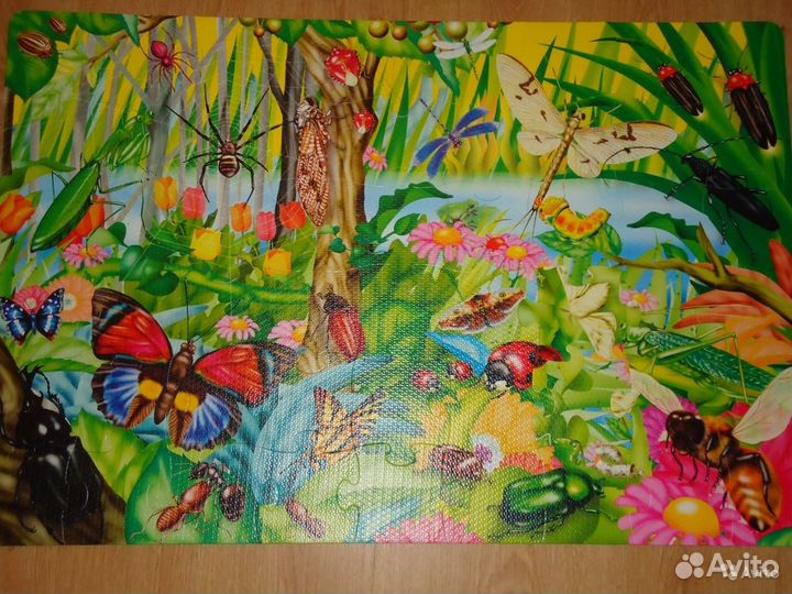 Пазл мягкий с насекомыми 24 части, 44х59х1