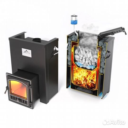 Печь для бани Эверест inox 28 (205) под обкладку