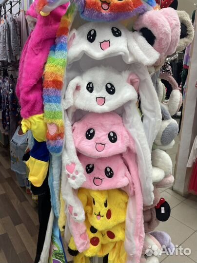 Кигуруми шапка пикачу, стич, единорог, зайка