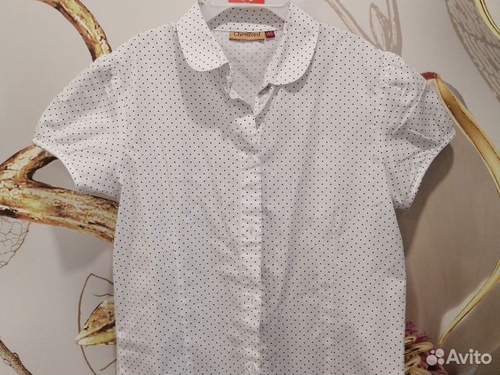 Блузка школьная для девочки 140 хлопок