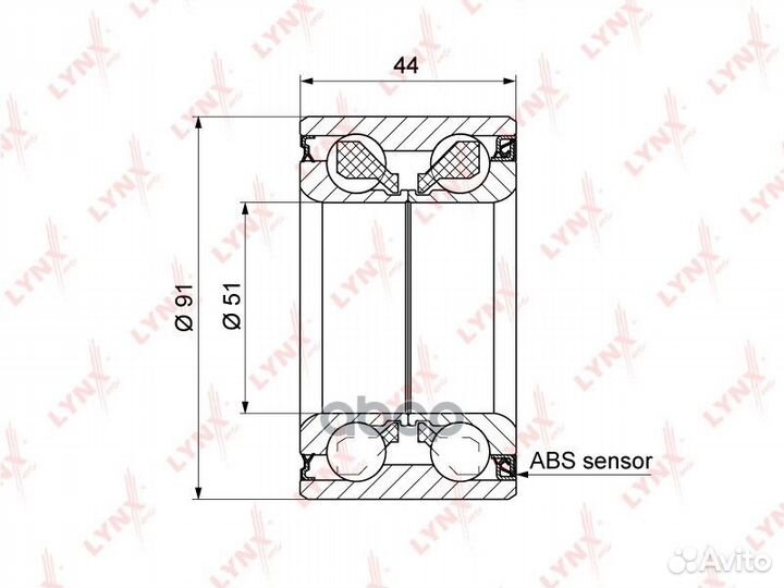 Подшипник ступицы передний (с ABS, 44x51x91) WB