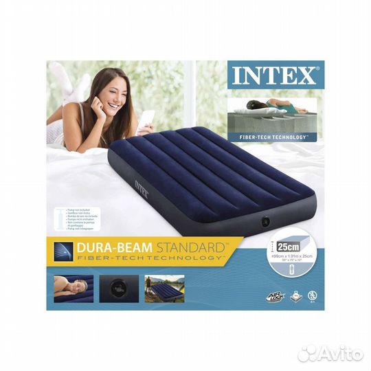 Матрас велюр синий intex (99*191*25 см) № 64757