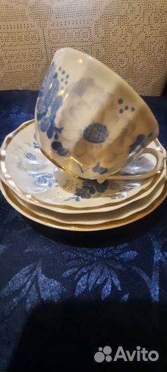 Чайное трио. Костяной фарфор.Вербилки. СССР