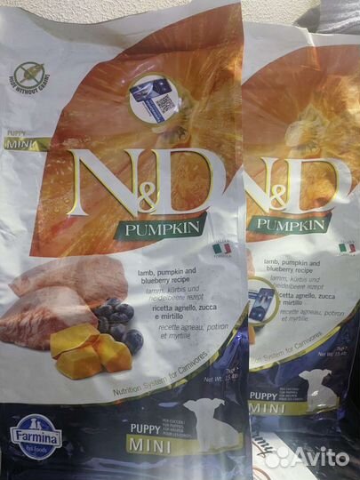 Farmina N&D для щенков мини ягненок,тыква 7 кг