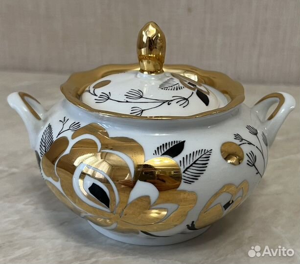 Кофейный сервиз Золотая роза Вербилки СССР