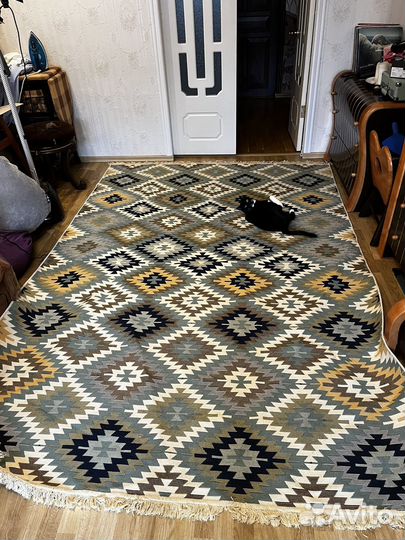 Ковер турецкий килим Diamond Green безворсовый