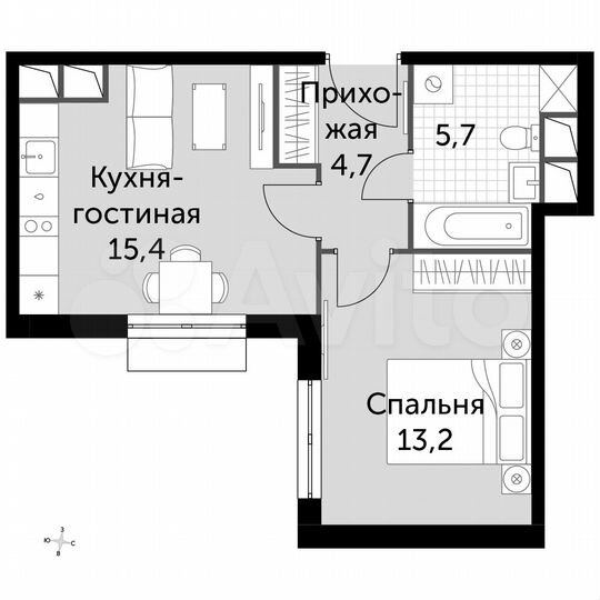 1-к. квартира, 39 м², 11/16 эт.