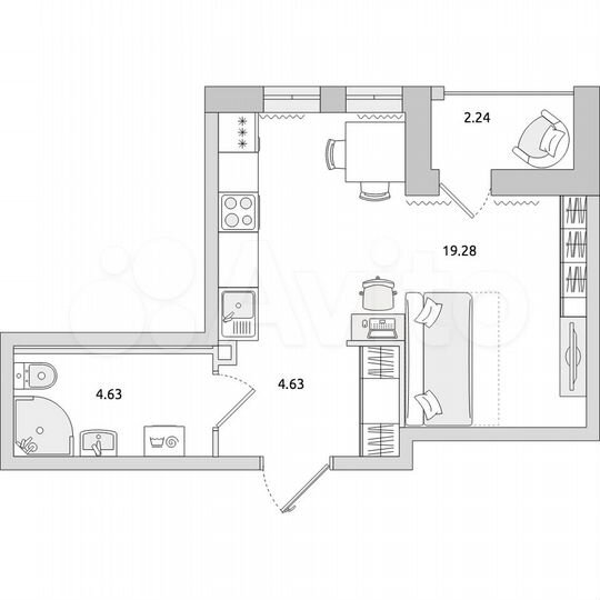 Квартира-студия, 30,8 м², 16/17 эт.
