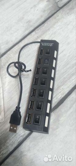 USB хаб разветвитель на 7 портов с выключателями