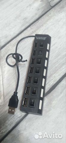 USB хаб разветвитель на 7 портов с выключателями