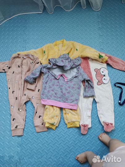 Вещи пакетом на девочку 74 80 шапка комбинезон