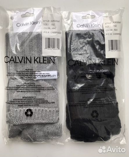 Перчатки/варежки Calvin Klein серые/чёрные