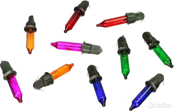 Лампа для гирлянд свеча, цветные (упаковка 10шт)