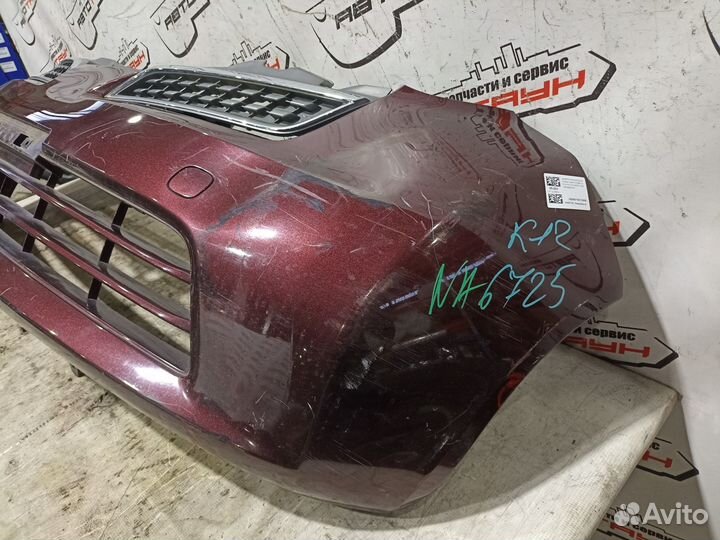 Бампер nissan march AK12 BK12 BNK12 K12 YK12 F2022CT26A 3 модель передний бордовый, NAB NA6725