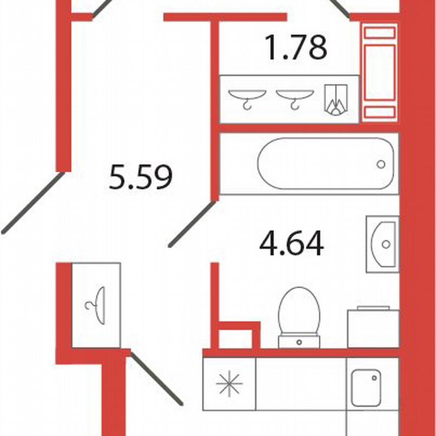 1-к. квартира, 43,1 м², 3/12 эт.