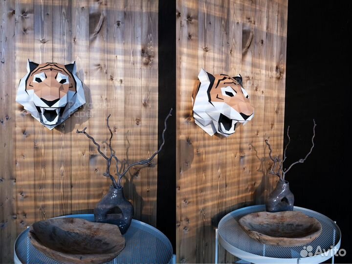 Бумажный 3D-конструктор - объемная голова тигра