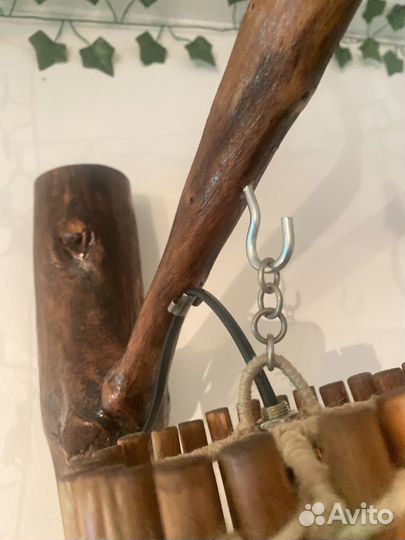 Торшер лампа ручной работы из дерева лакированная