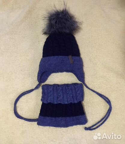 Шапка+манишка зима для мальчика 9м-2г