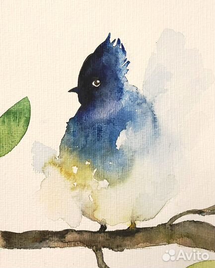 Акварельная картина. Птица