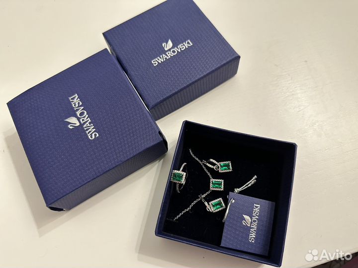 Swarovski серьги кольцо кулон