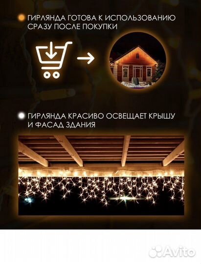 Гирлянда уличная бахрома 12 м/0.6м