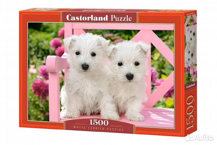 Пазлы 1500 Два белых щенка, С-151721, 411031