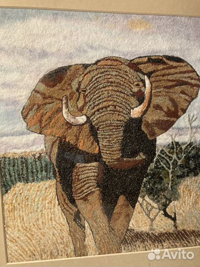 Картина «Слон» из камней Мозамбика