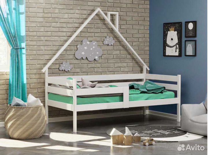 Софа берёза с бортиком Домик детская