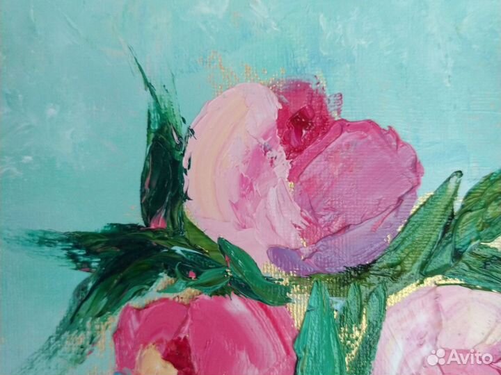 Картина маслом на холсте цветы пионы