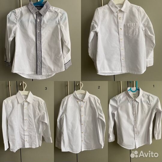 Рубашки белые 98-128 см acoola и др