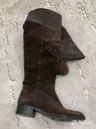 Сапоги натуральная замша кожа 38р демисезонные