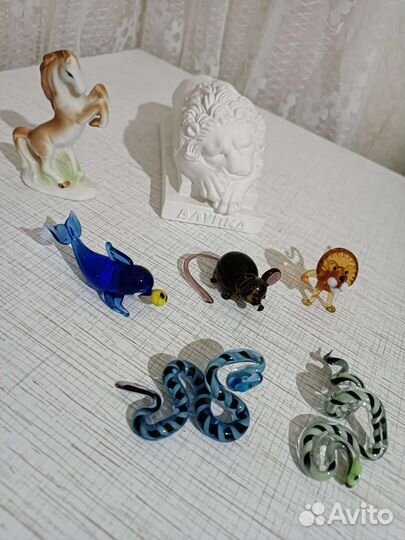 Фигурки животных, конь, змея, лев, дельфин