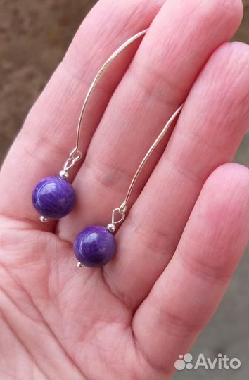 Серебряные серьги с Чароитом