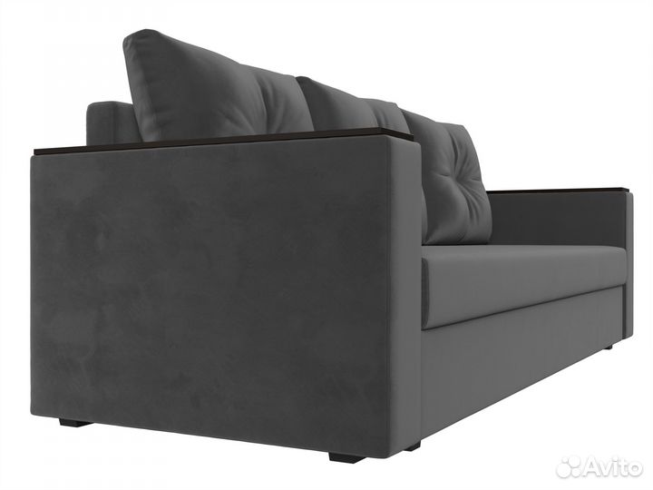 Диван прямой Атланта Лайт без стола, велюр, серый