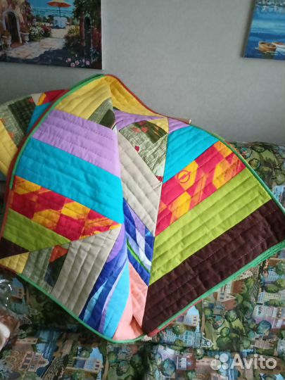 Одеяло-покрывало-плед в стиле пэчворк