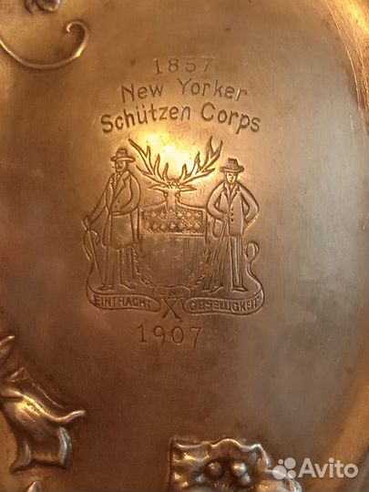 Зеркало и щетка для волос, латунь