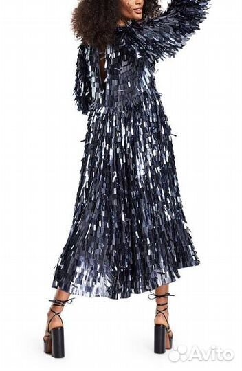 Темно-синее oversized-платье с пайетками ASOS