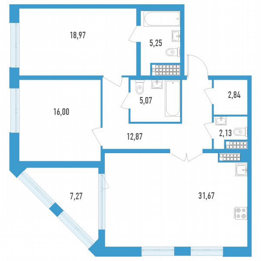 2-к. квартира, 98 м², 14/23 эт.