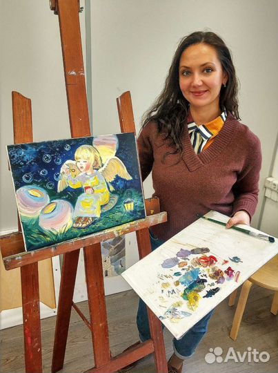 Картина ручной работы на холсте. Ангел