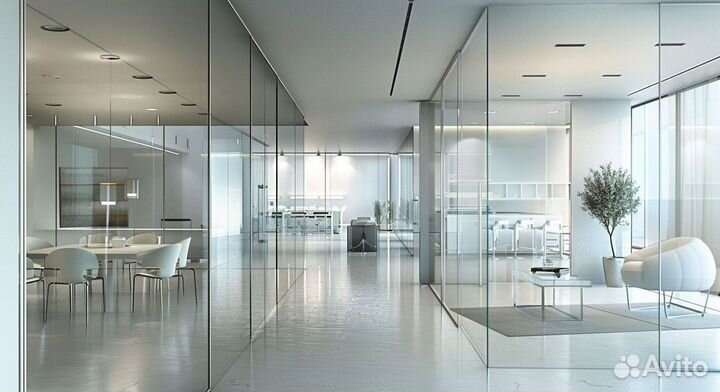 Стеклянные перегородки для зонирования