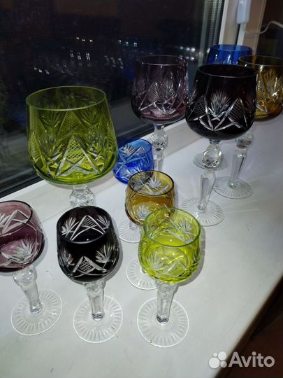 Фужеры цветной хрусталь ГДР