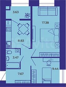 2-к. квартира, 50,4 м², 2/9 эт.