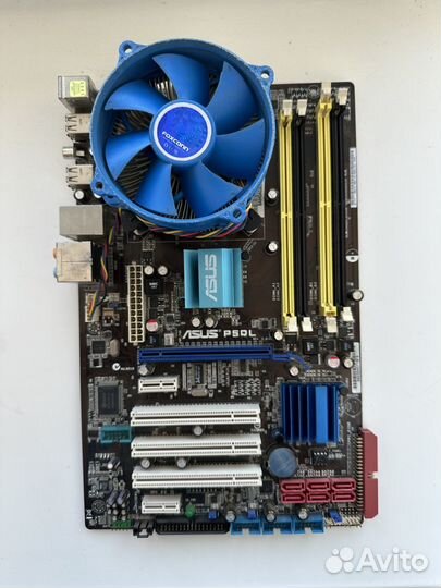 Материнская плата LGA 775 + проц Q6600+память 4Гб