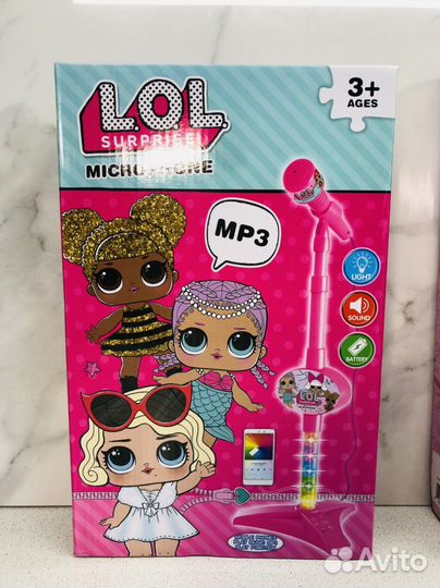 Микрофон со стойкой детский 83см и лол 88см