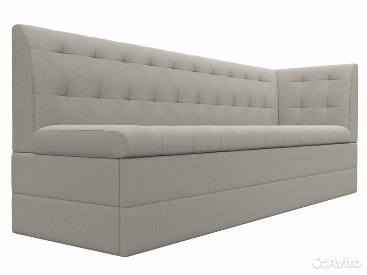 Диван кухонный Бриз с углом справа, рогожка, амур бежевый