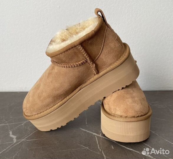 Женские угги UGG ultra mini platform chestnut