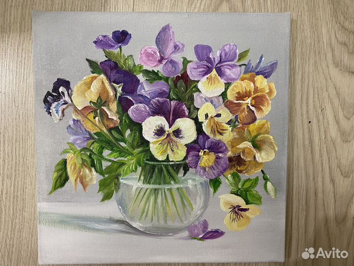 Картина маслом. Анютины глазки