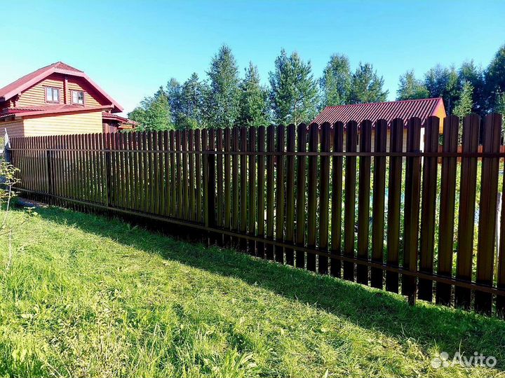 Забор из евроштакетника под ключ